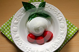 Buffalo mozzarella with basil and tomatoes