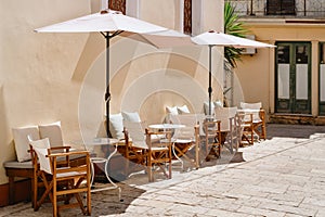 Inviting Cafe Terrace in Mediterranean Sunlight
