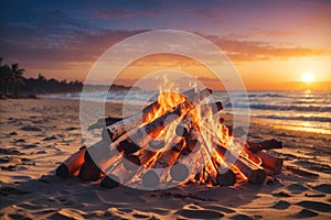 Inviting campfire on the beach during the summer, bring back fond memories