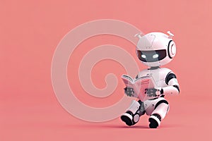 Inviting 3D robot absorbed in a book, providing copy space for text and a blank book for individualization AI Image photo