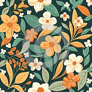 Inviting floral seamless vectors in warm tones. Perfect for paper, fabric, decor, and more