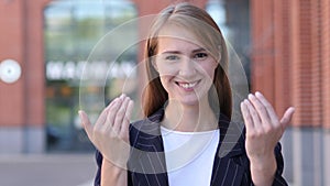 Inviting Gesture by Young Business Woman