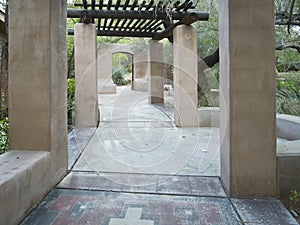 Inviting walkway through a desert garden