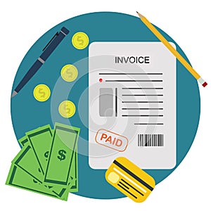 Invoice Bill Paid Payment Financial Account Concept