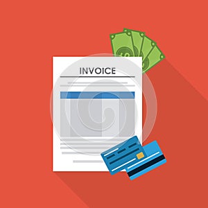 Invoice design. Money icon. Colorful illustration, vector