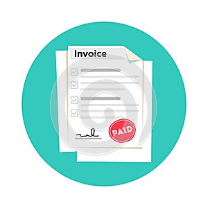 Invoice flat icon, Payment and bill invoice. Order symbol concept or Tax sign design. Paper invoice document.