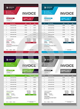 Invoice form. Bills design accounting commerce calculation total order. Receipt payment, paper blank for invoicing photo