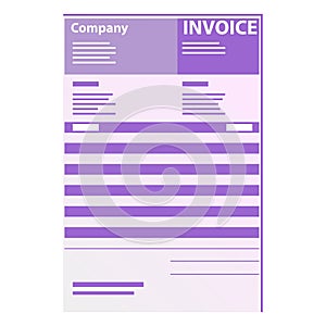 Invoice Form Icon Flat Illustration. Price Table