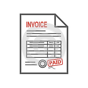 Invoice icon in the flat style, isolated from the background. Thin line photo