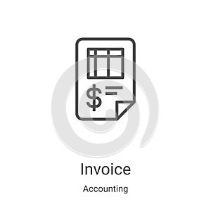 invoice icon vector from accounting collection. Thin line invoice outline icon vector illustration. Linear symbol for use on web photo