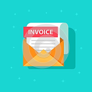 Invoice icon vector, email message received with bill document