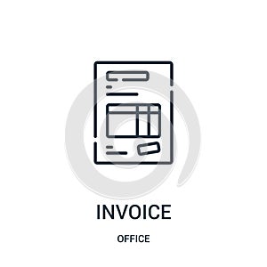 invoice icon vector from office collection. Thin line invoice outline icon vector illustration photo