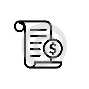 Invoice line icon in flat Payment and bill invoice