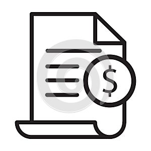 Invoice line icon. Payment and bill invoice