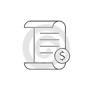 Invoice line icon. Payment and bill invoice. Order symbol concept. Tax sign design. Paper bank document icon