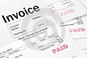 Invoice with Paid Stamp photo