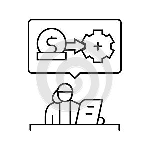 invoice processing office assistant line icon vector illustration
