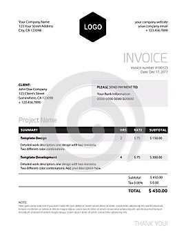 Invoice template - classy black and white business design