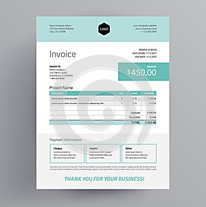 Invoice template infographic design form - vector light photo