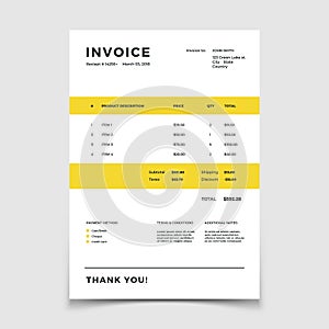 Invoice template. Quotation table paper prder for bookkeeping services. Vector document