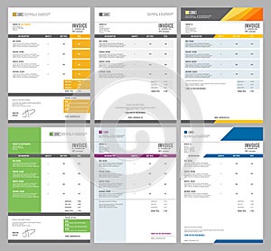 Invoice templates. Eform receipt money agreement vector design collections photo