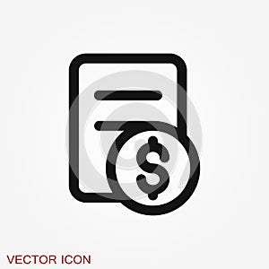 Invoice vector icon. Finance and Banking symbol