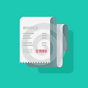 Invoice vector illustration, flat style paper receipt, bill to pay