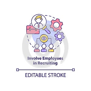 Involve employees in recruiting concept icon