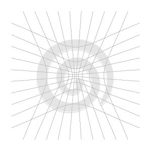 Inward, recess curved lines grid, mesh. Incline compress hollow, indent, dent distortion. Compression, depression negative space