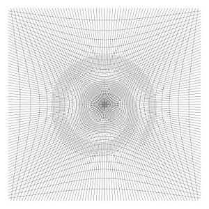 Inward, recess curved lines grid, mesh. Incline compress hollow, indent, dent distortion. Compression, depression negative space
