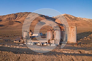 INYO COUNTY, CALIFORNIA, UNITED STATES - Dec 14, 2020: Pittsburgh Plate Glass Factory Ruins on Owens Lake