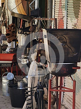 Ioannina city center greece cafe and local market at noon