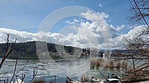 ioannina city greece in spring sunny day, lake