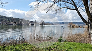 ioannina city greece in spring sunny day, lake