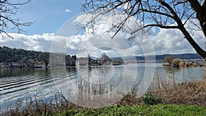 ioannina city greece in spring sunny day, lake