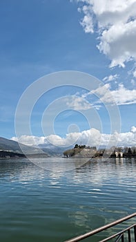 ioannina city greece in spring sunny day, lake pamvotis