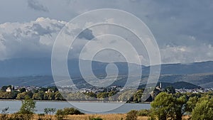 ioannina giannea panorama greece in autumn season rainy day photo