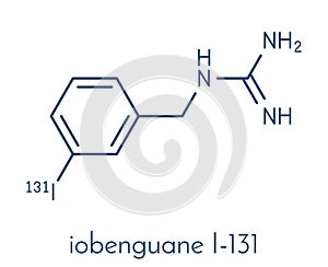 Iobenguane I-131 cancer drug molecule radiopharmaceutical. Skeletal formula.