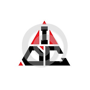 IOC triangle letter logo design with triangle shape. IOC triangle logo design monogram. IOC triangle vector logo template with red