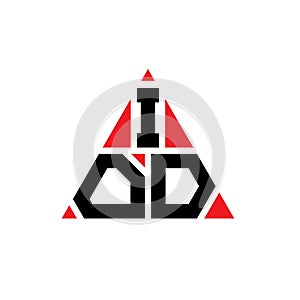 IOD triangle letter logo design with triangle shape. IOD triangle logo design monogram. IOD triangle vector logo template with red