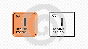 Iodine, chemical element of the periodic table vector