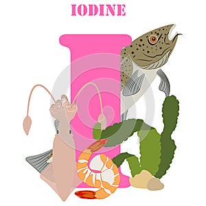 Iodine healthy nutrient rich food vector illustration