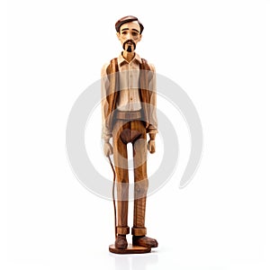 Handmade Wood Sculpture Of A Christian Man With Cane photo