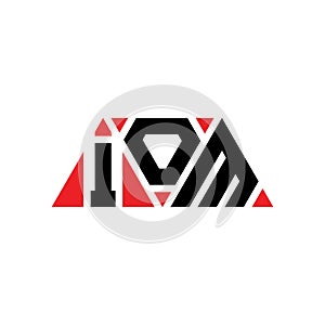 IOM triangle letter logo design with triangle shape. IOM triangle logo design monogram. IOM triangle vector logo template with red
