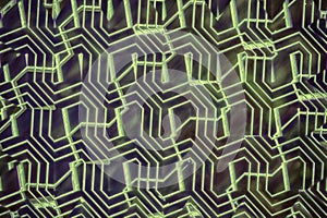 Ion Fabric texture, futuristic textile background in Golden lime color photo
