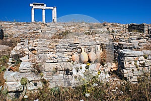 Ionian column capital, architectural detail on Delos island