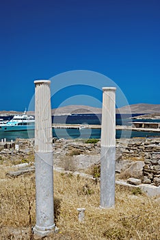 Ionian column capital, architectural detail on Delos island