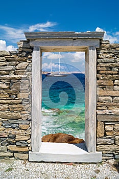 Ionian column capital, architectural detail on Delos island