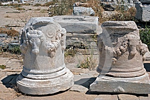 Ionian column capital, architectural detail on Delos island