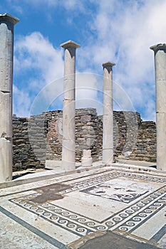 Ionian column capital, architectural detail on Delos island, Greece